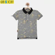 Giny & Jony Boys Grey Printed Polo Collar T-shirt