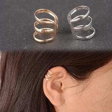 Vintage Punk Style Hollow U-Shaped Ear Clip Earrings- Silver