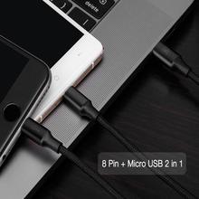 Baseus 2 in 1 3A USB Fast Charging Cable For iPhone & Micro USB Cable For Android Devices