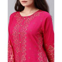 Vishudh - Women Pink Printed A-Line Kurta