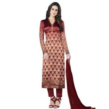 Stylee Lifestyle Maroon Satin Printed Dress Material (1364)