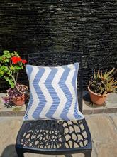 KAAPA Blue Chevron Cotton Cushion Cover One Piece Only(16"x16"