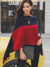 Cut And Sew Fringe Hem Poncho Sweater