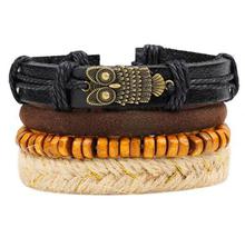 Vintage Punk Wave Multilayer Leather Bracelet Men Fashion