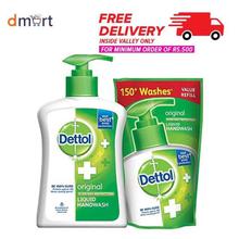 Dettol Liquid Hand Wash Pump (Original) - 200 ml (With 175 ml Refill Pouch Free)