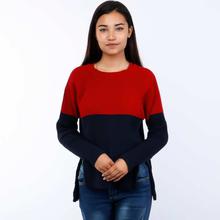 Half & Half Split Loose- Ribbed Sweater(LL-16-01)