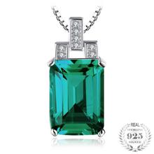 Sterling Silver Luxury 6ct Created Emerald Pendant (Without Chain)- PN123