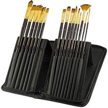 Vicky Set of 15 Premium Fine Art Long Handled Paint Brush + Carry Bag - For Oil Acrylic Watercolor Painting