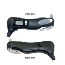 Digital LCD Display Tire Pressure Gauge with Emergency Tools Flashlight Glass Hammer and Seatbelt Cutter