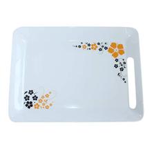 White Floral 12" x 9" Melamine Tray - T-328