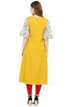 Women’s A-line Floral Printed Straight Kurta- Yellow