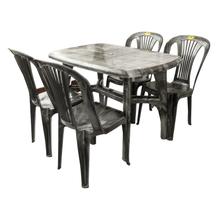 Dolphin Molded Plastic Rectangle Table & Armless Chair Set ( 4 Chairs and 1 Table)