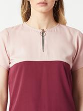 Miss Chase Blush Pink And Maroon Chiffon Boxy For Women Made Your Own Label Colour Block Top