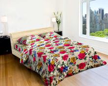 King Size Colorful Flower Printed   Bed Sheet With 2 Pillow Cover And 1 Blanket Cover