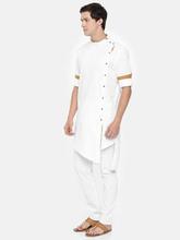 Freehand Men White Solid Asymmetric Kurta with Pyjamas