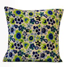 Blue/Green Floral Printed Cotton Cushion Cover