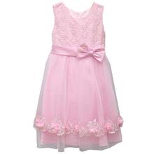 Pink Floral Netted Frock For Girls
