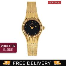 Titan 954YM02 Black Dial Analog Watch For Women- Gold