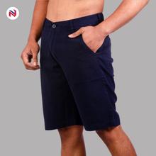 Nyptra Navy Blue Premium Plain Half Cotton Pants For Men