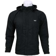 Black Solid Windcheater For Men