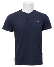 Sonam Navy Blue Buttoned Round Neck T-Shirt For Men - #771