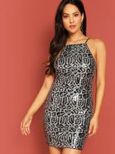 Leopard Sequin Cami Bodycon Dress