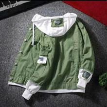 Green Hooded Denim Jacket For Men