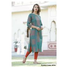 Hifashion-Lining Designed Kurti For Women-Blue