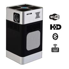 PC01 Portable Wireless Mini DLP LED HD 3D Projector Support Wi-Fi Bluetooth High Brightness with Laser Keyboard- Black