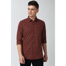 Peter England Maroon Full Sleeves Casual Shirt For Men PCSFSSLF386688