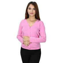 100% Wool Solid Buttoned Cardigan- Baby Pink