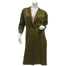 Army Green Mixed Cotton Plain Coat For Women