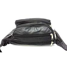 Cervo Unisex Leather Black Waist Bag with belt for Travel