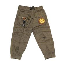 Black Cat Sage Green Clock Embroidered Pants For Baby Boys - BCKG1741