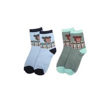 Combo Of 2 Pair Printed Socks For Kids -Grey/White