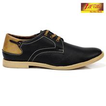 FITRITE Leather Lace Up Casual Shoes For Men- Black/Brown