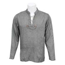 Grey Front Laced Kurta Shirt For Men