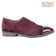 Rosso Brunello Ms-2723 Suede Brogue Derby Shoes For Men- Burgundy