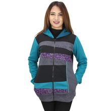 Multicolored Striped Zippered Hoodie For Women (WJK1291)