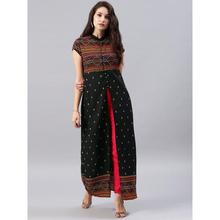 Women Black Printed A-line Kurta