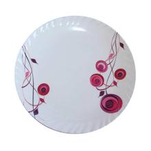 White/Pink Floral Printed 11" Round Melamine Dinner Plate Set - 12 Pieces
