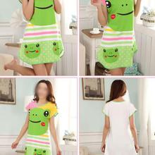 TOP nightgown women Cartoon Polka Dot Sleepwear Short Sleeve