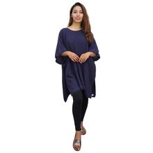 Ink Blue Poncho Styled Cashmere Sweater For Women