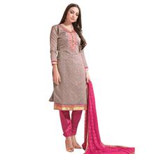 Style Lifestyle Elegant Contrast Traditional Resham Thread Work With Jari & Mirror Work Grey Kurtha with Magenta Chiffon Dupatta