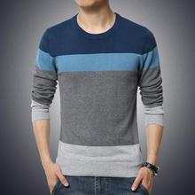 M-3XL 2019 Winter Casual Men's Sweater O-Neck Striped Slim