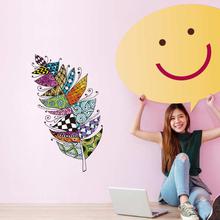 Creative Colorful Feather TV Sofa Wall Decoration Stickers