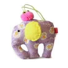 Purple Printed Elephant  Model Key Ring With Bells