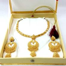 Gold Plated Adjustable Necklace And Earrings Jewellery Set (JS_120)