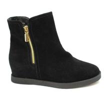 Black Zippered Inbuit Wedge Heel Boots For Women - ZX81168034