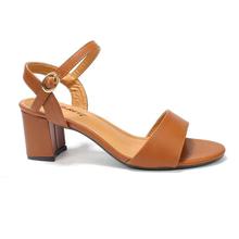 Brown Ankle Strap Heel Shoes For Women